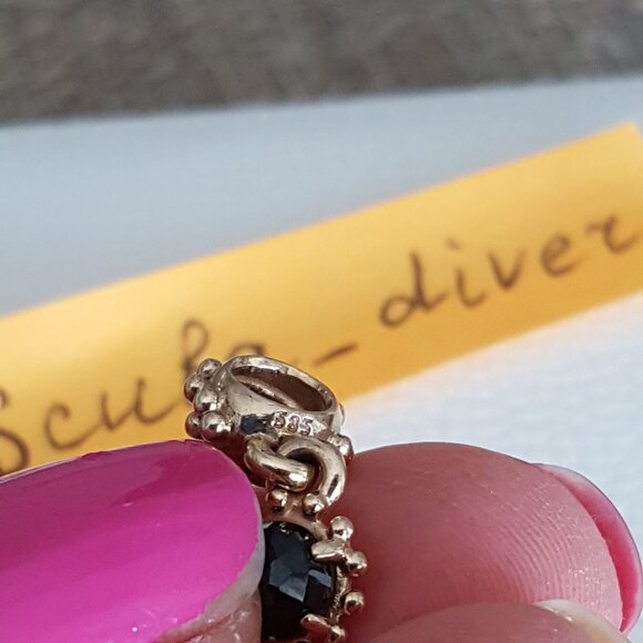 RARE Pandora 14K Gold Black Spinel Shining Star Sun Dangle Charm Retired Vintage - Picture 6 of 10